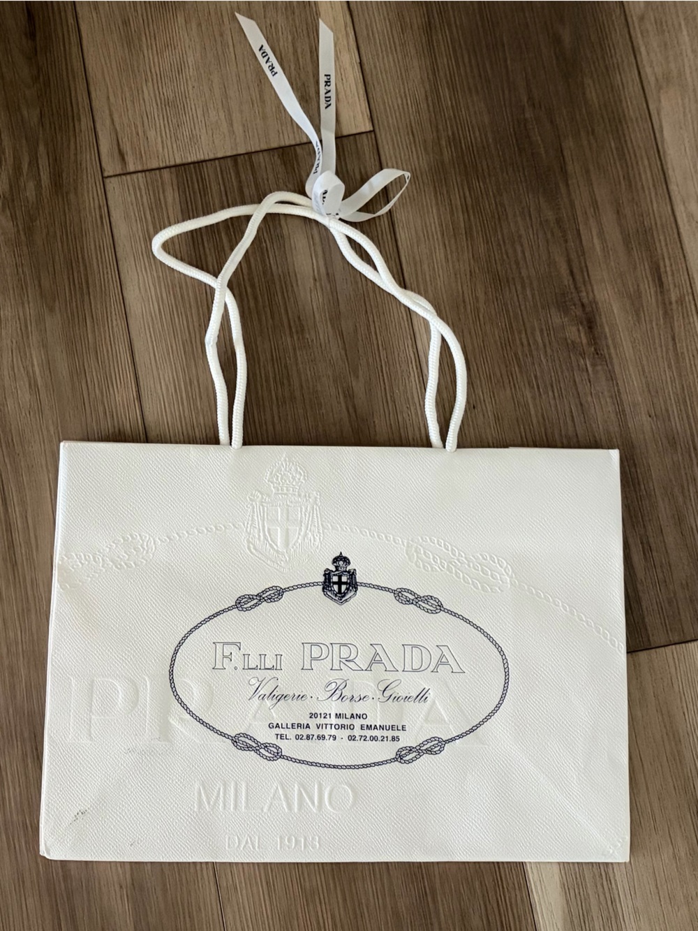 Prada White Branded Rope-Handle Shopping Bag